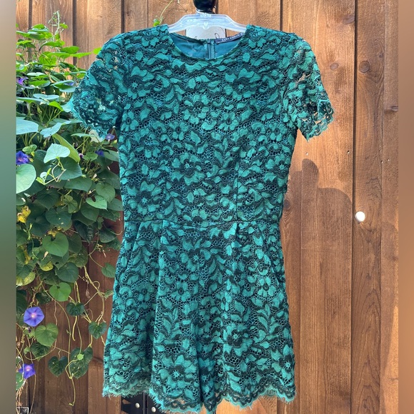 Zara Pants - Zara Woman Dark Green Lace Romper Size M EUC